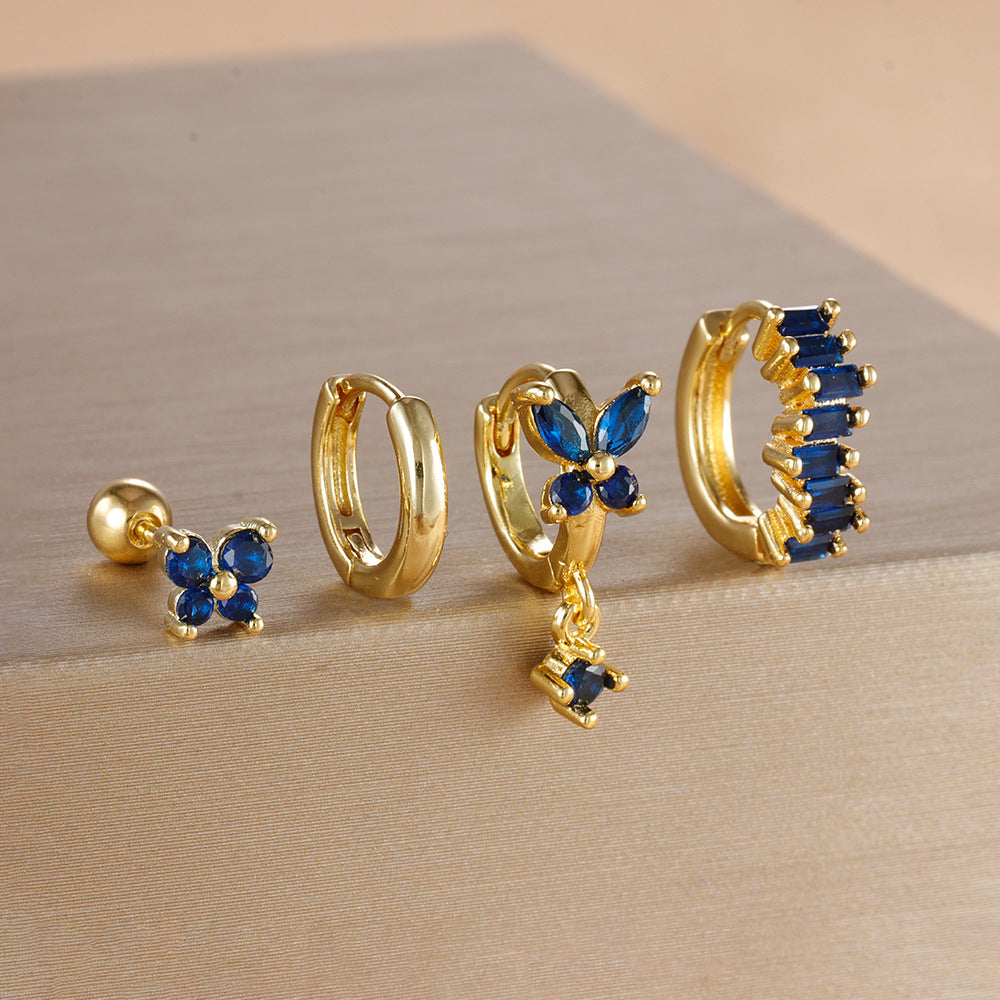 Diamond Butterfly Ear Ring Ear Clip Ear Studs Earring Set