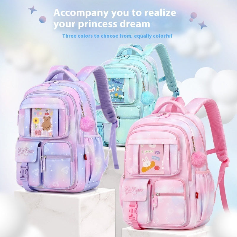 Pink Princess Primary School Student Schoolbag Children Backpack Girl Lightweight And Large Capacity