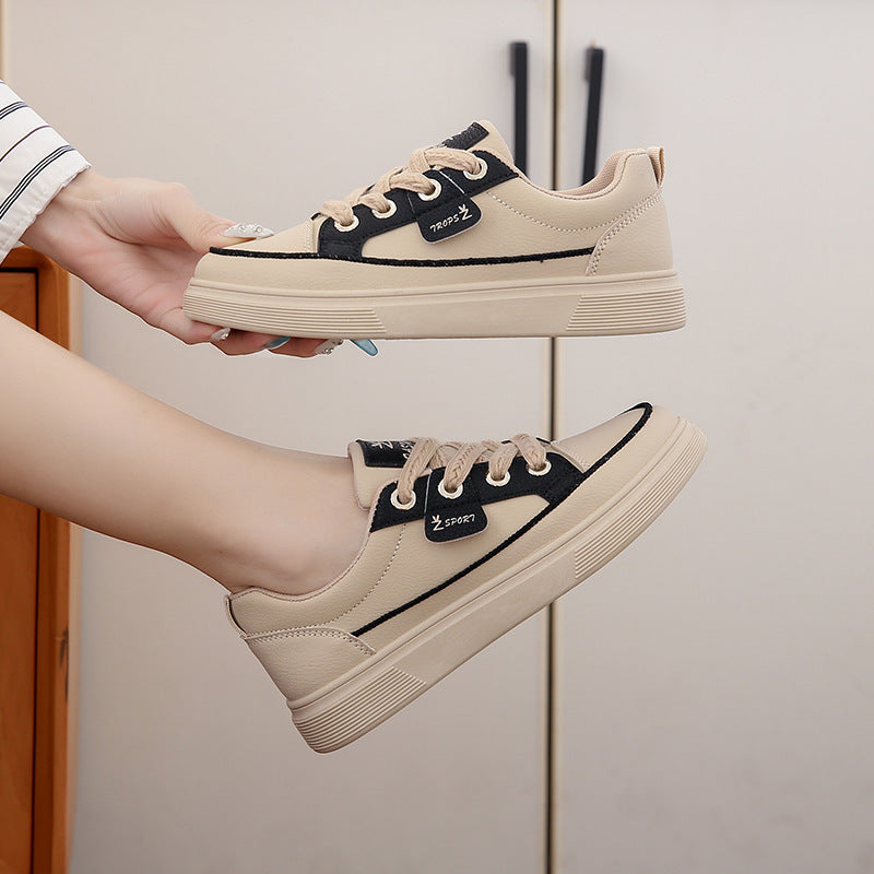 Women's Classic White & Black Sneakers – Casual & Comfortable Everyday Shoes