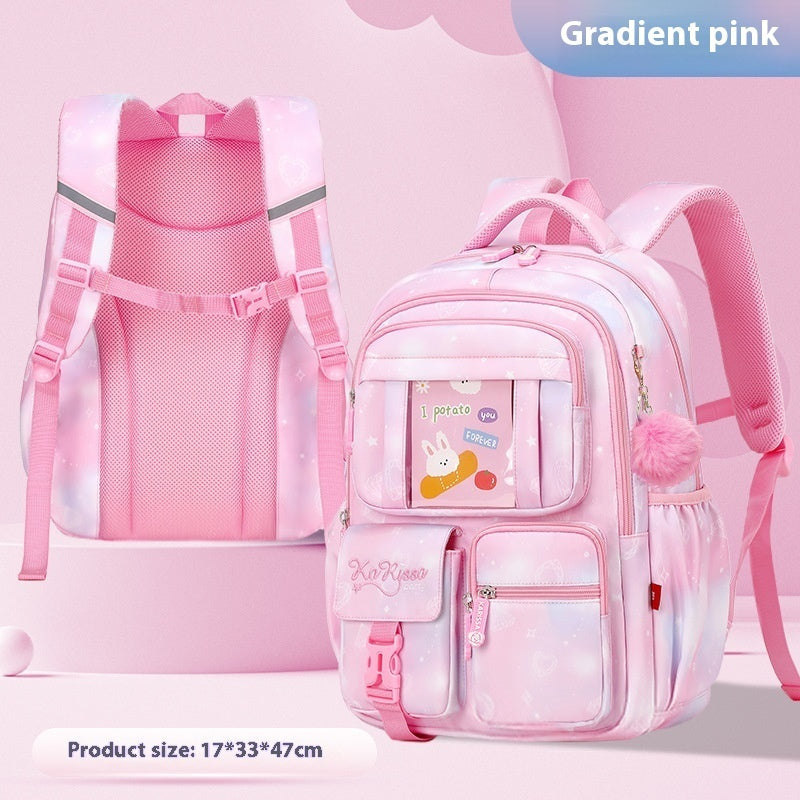 Pink Princess Primary School Student Schoolbag Children Backpack Girl Lightweight And Large Capacity
