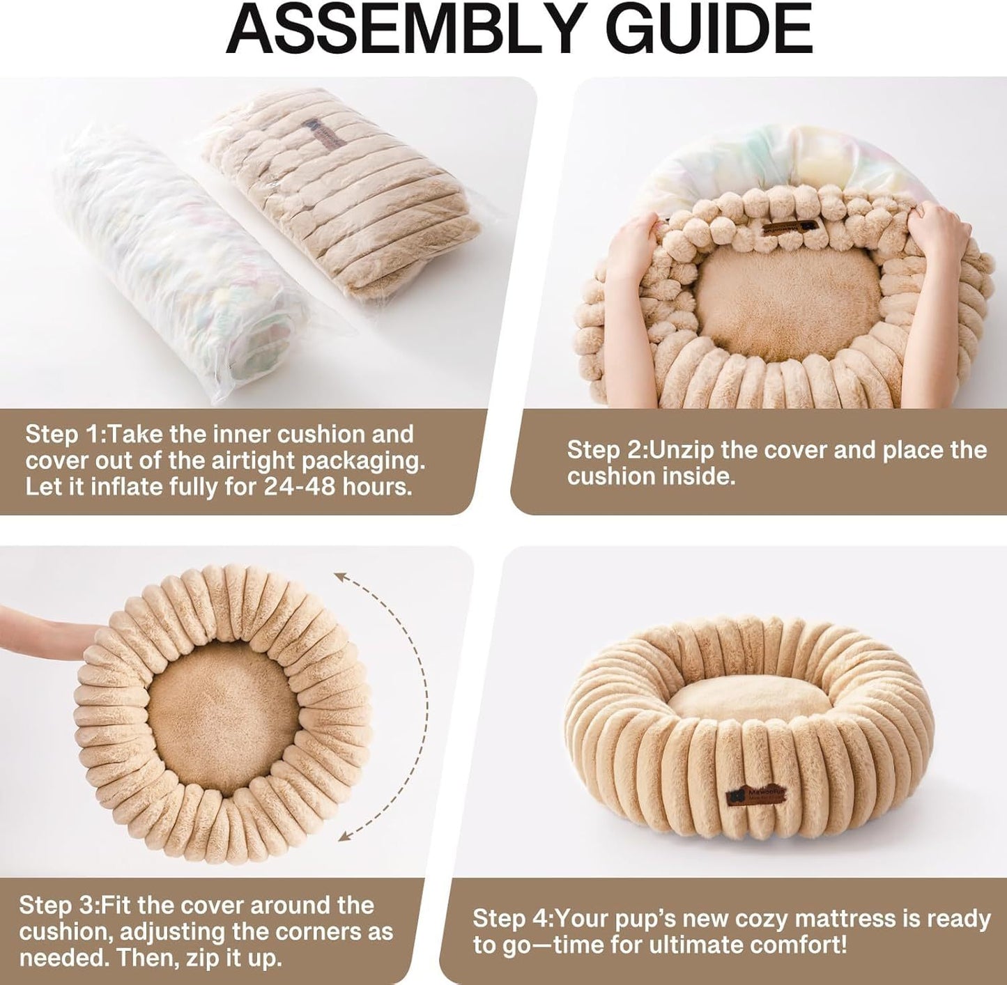 Cozy Round Pet Bed – Soft Plush Donut Cushion for Dogs & Cats