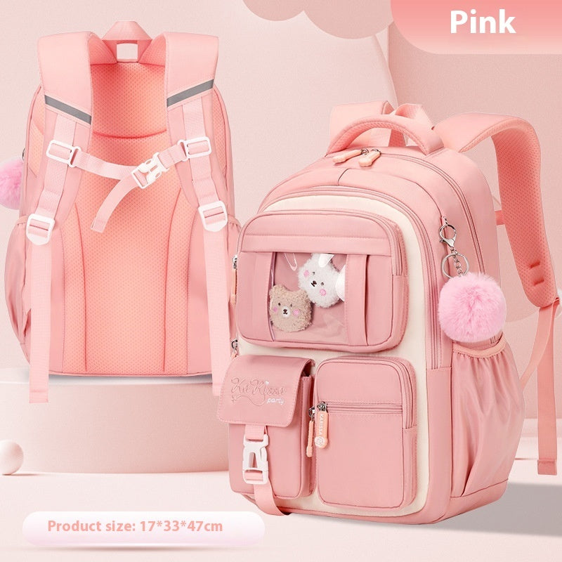 Pink Princess Primary School Student Schoolbag Children Backpack Girl Lightweight And Large Capacity