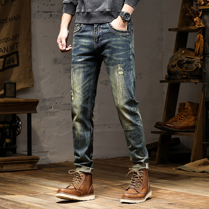 Retro Slim Fit Jeans – Stylish Casual Denim Pants for Men