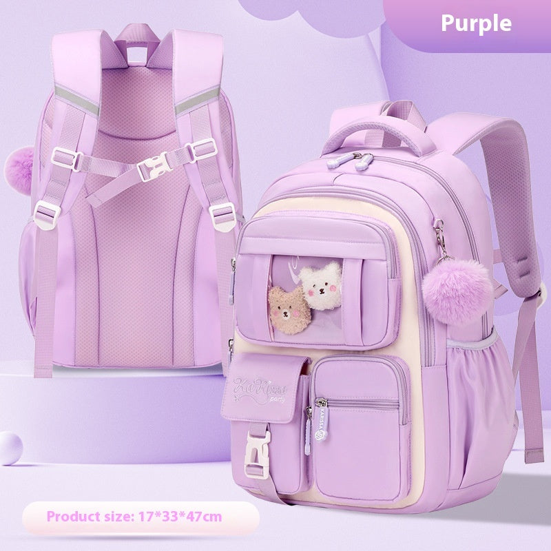 Pink Princess Primary School Student Schoolbag Children Backpack Girl Lightweight And Large Capacity
