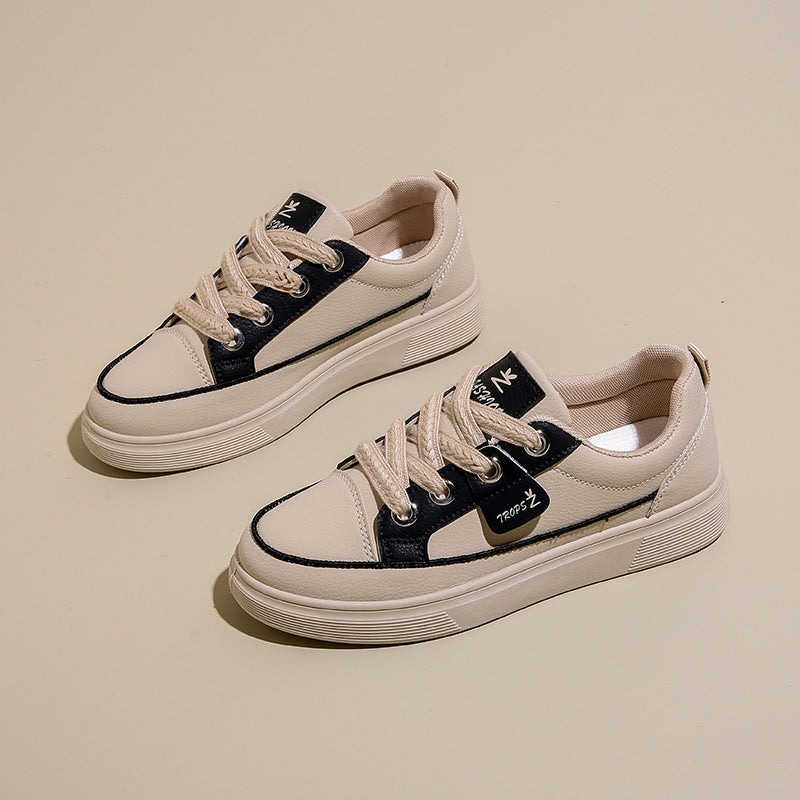 Women's Classic White & Black Sneakers – Casual & Comfortable Everyday Shoes