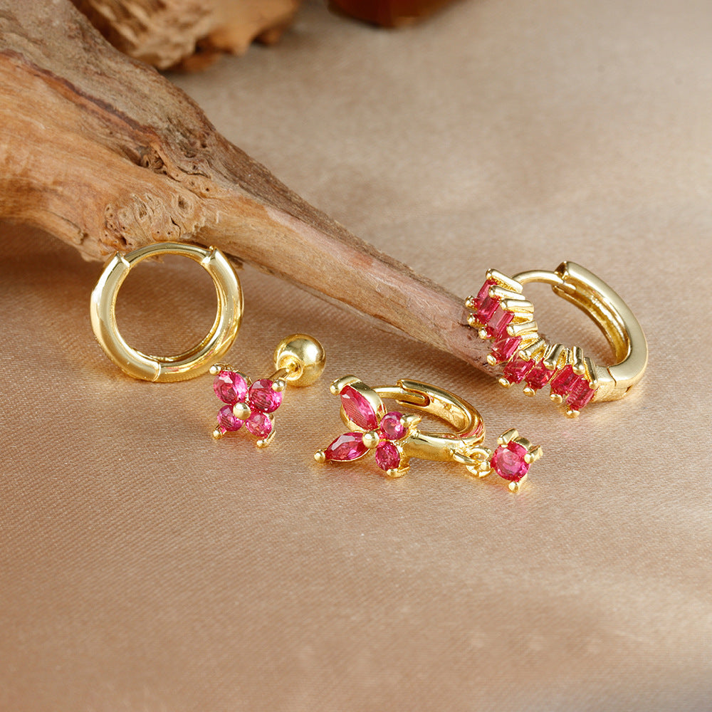 Diamond Butterfly Ear Ring Ear Clip Ear Studs Earring Set