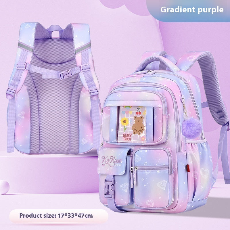 Pink Princess Primary School Student Schoolbag Children Backpack Girl Lightweight And Large Capacity