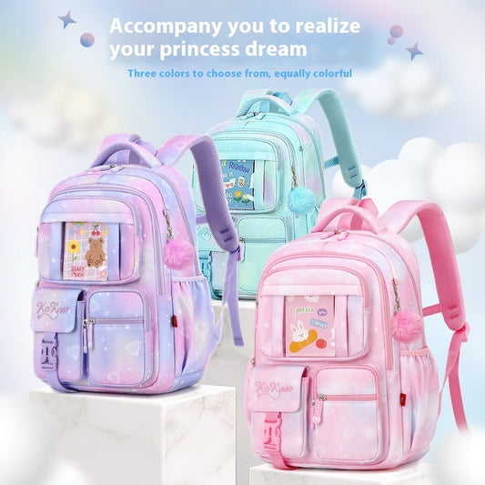 Pink Princess Primary School Student Schoolbag Children Backpack Girl Lightweight And Large Capacity