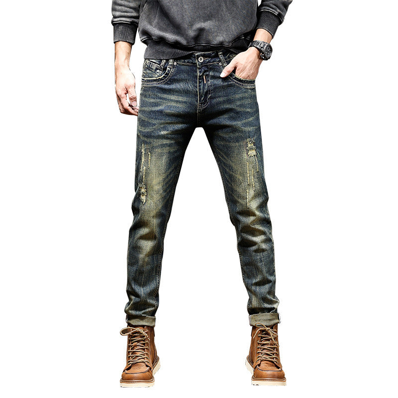 Retro Slim Fit Jeans – Stylish Casual Denim Pants for Men