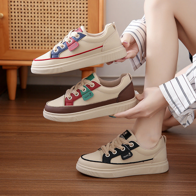 Women's Classic White & Black Sneakers – Casual & Comfortable Everyday Shoes