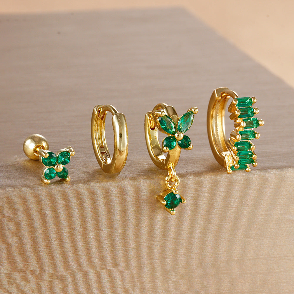 Diamond Butterfly Ear Ring Ear Clip Ear Studs Earring Set