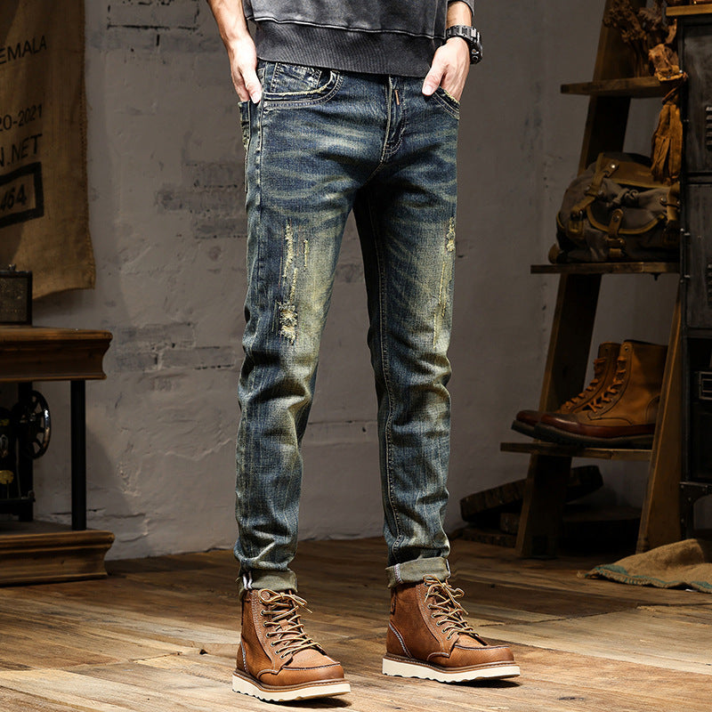 Retro Slim Fit Jeans – Stylish Casual Denim Pants for Men