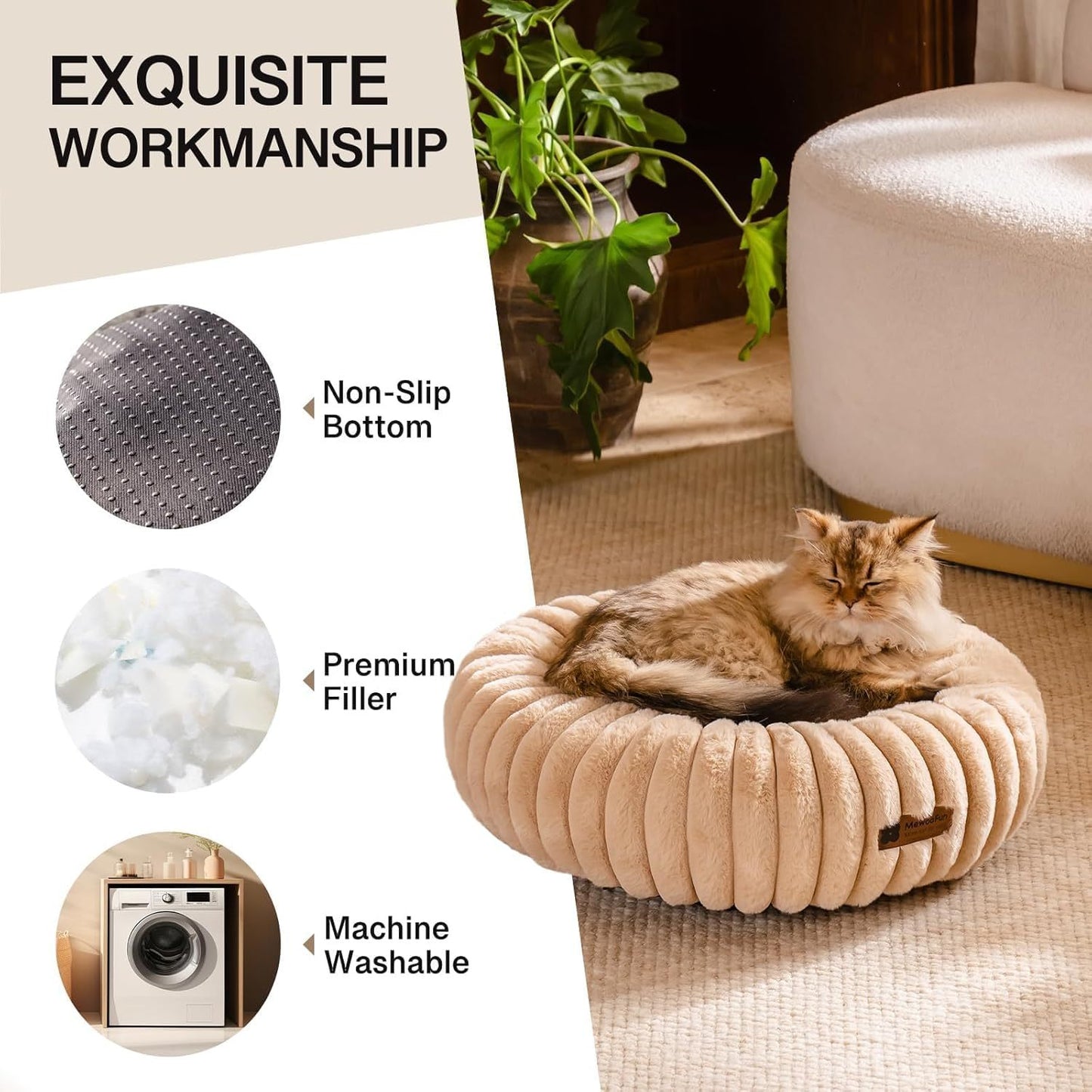 Cozy Round Pet Bed – Soft Plush Donut Cushion for Dogs & Cats