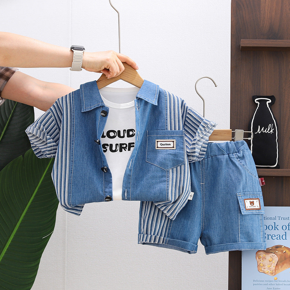 Trendy Kids Full Print Denim Set – Jacket & Pants Outfit for Boys