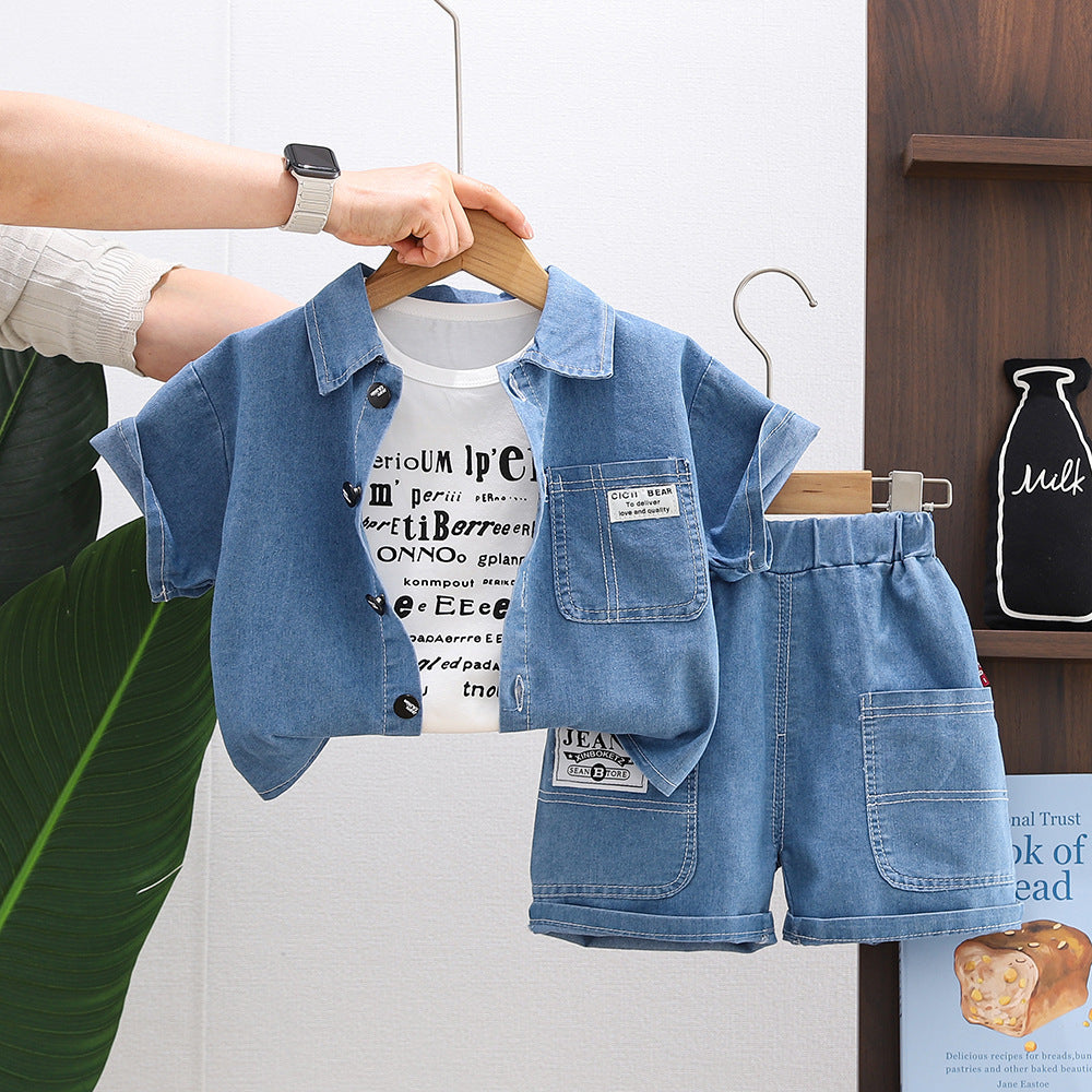 Trendy Kids Full Print Denim Set – Jacket & Pants Outfit for Boys