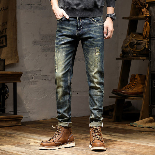 Retro Slim Fit Jeans – Stylish Casual Denim Pants for Men