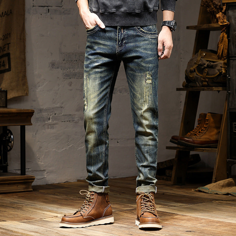 Retro Slim Fit Jeans – Stylish Casual Denim Pants for Men
