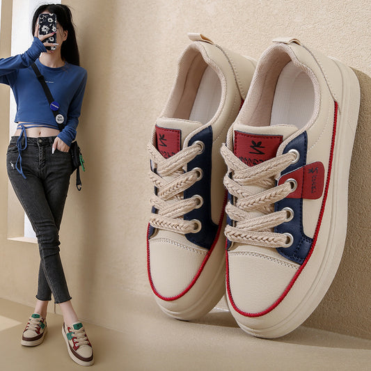 Women's Classic White & Black Sneakers – Casual & Comfortable Everyday Shoes